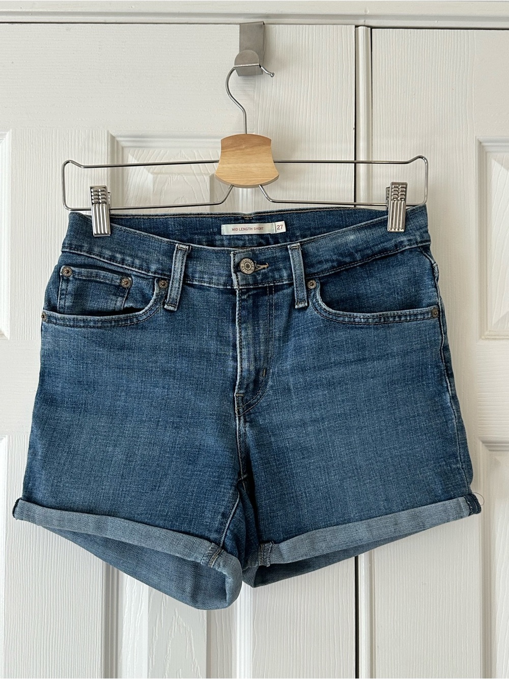 Levi's Indigo Blue Rolled Hem Jean Shorts